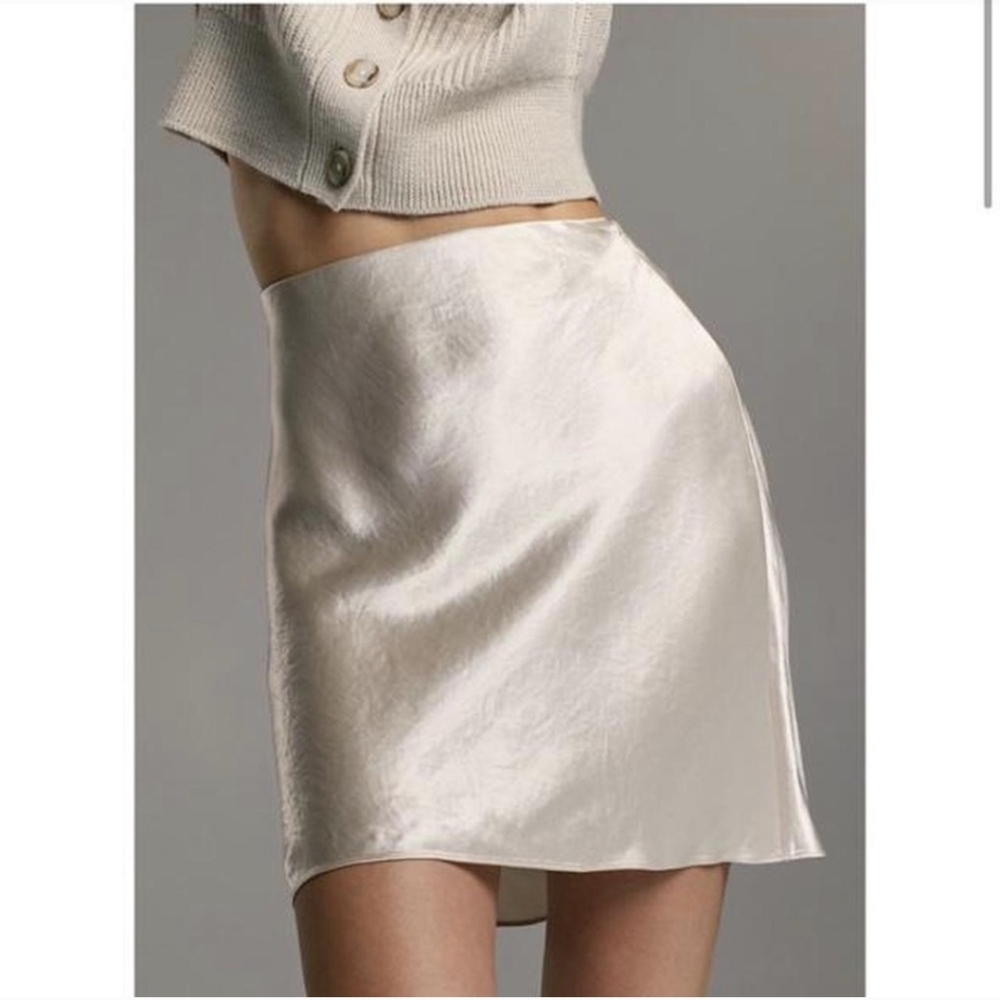 BABATON Slip Satin Mini Skirt Denude Nude Cream Tulip Skirt 6 Aritzia